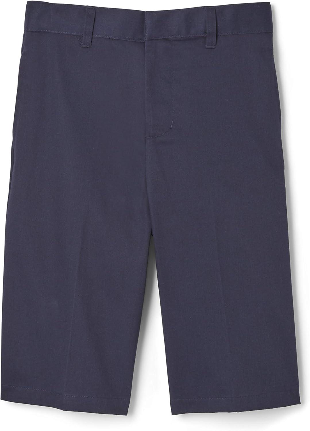 French Toast Boys’ Adjustable Waist Stretch Flat Front Shorts (Standard & Husky) for School Uniform(Navy)