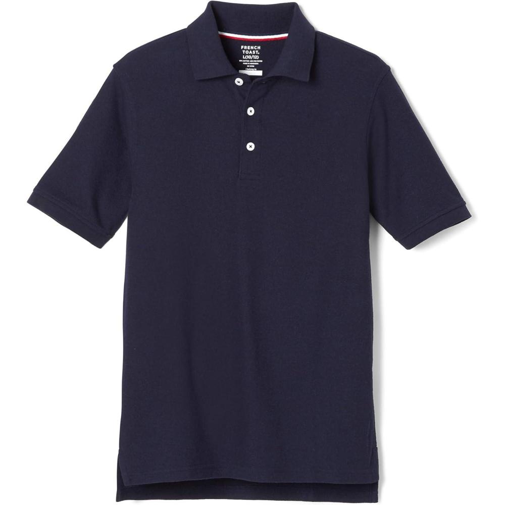 French Toast Boys’ 2-Pack Short Sleeve Pique Polo Shirt(Navy)