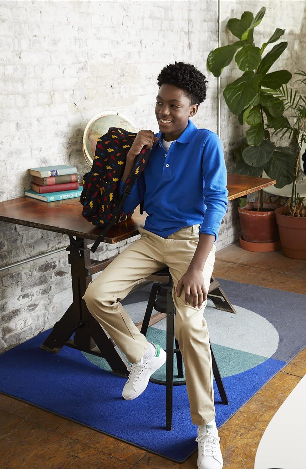 French Toast Boys’ Adjustable Waist Straight Fit Stretch Twill Chino Pant(School Uniform Khaki)