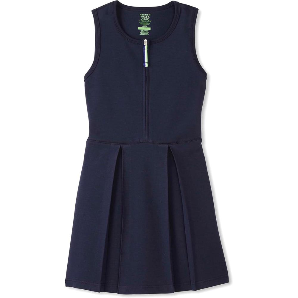 French Toast Girls’ Adaptive Zip Front Stretch Ponte Jumper(Navy)