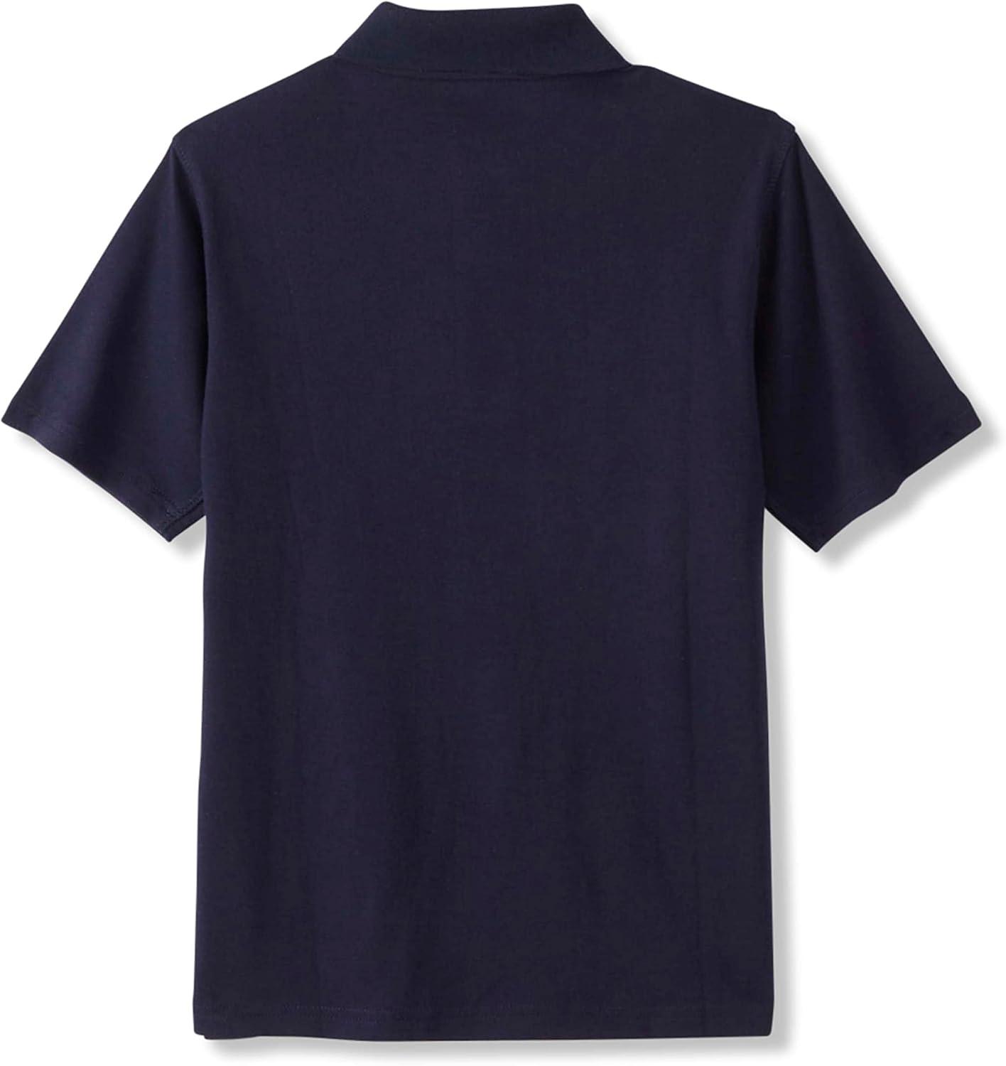 French Toast Adaptive Short Sleeve Polo Shirt | Hook and Loop Placket | Flat Seams(Navy (New))
