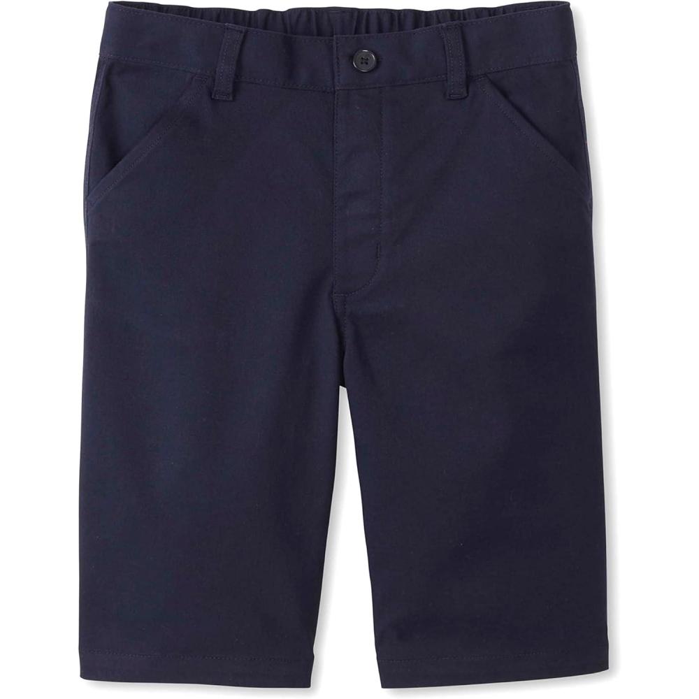French Toast Girls Adaptive Bermuda Shorts with Hook and Loop Closure(Navy (New))