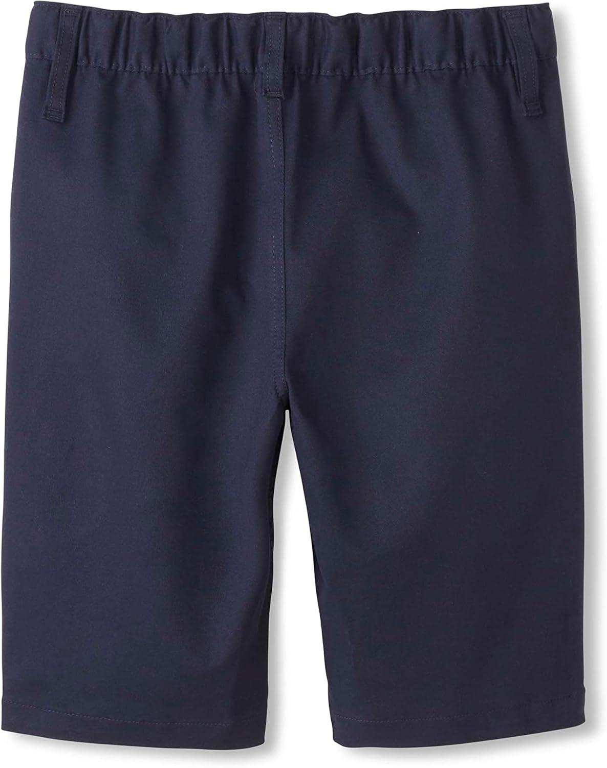French Toast Boys’ Adaptive Flat Front Shorts with Hook and Loop Closure and Elastic Waist(Navy)