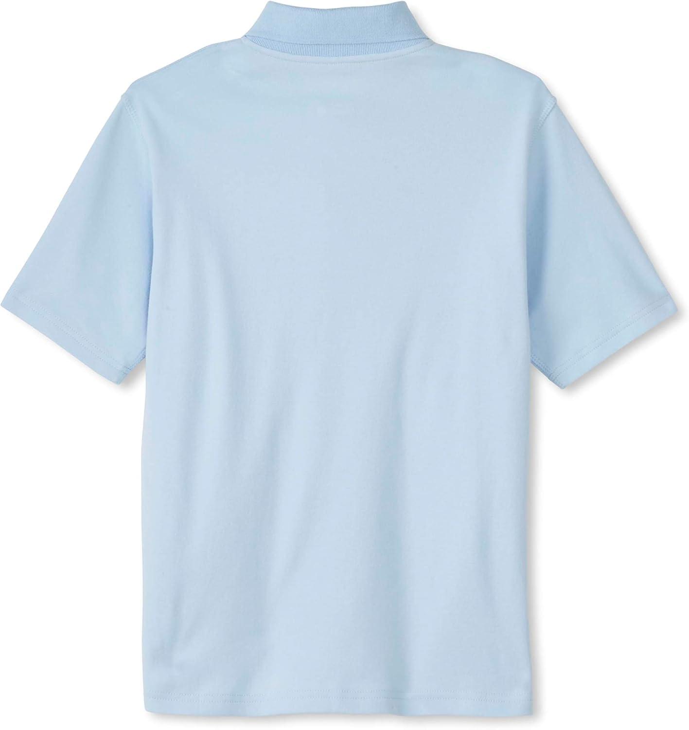 French Toast Adaptive Short Sleeve Polo Shirt | Hook and Loop Placket | Flat Seams(Light Blue (New))