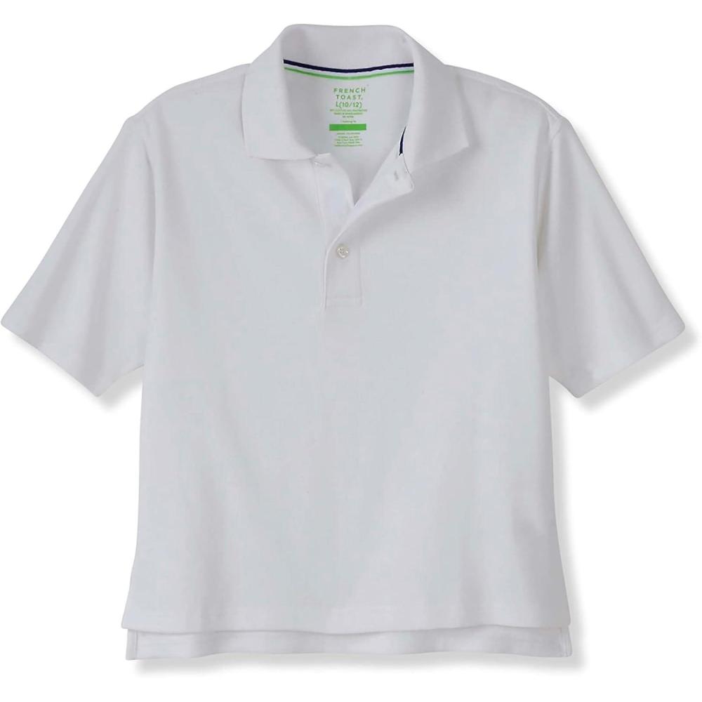 French Toast Adaptive Short Sleeve Seated Interlock Polo(White)