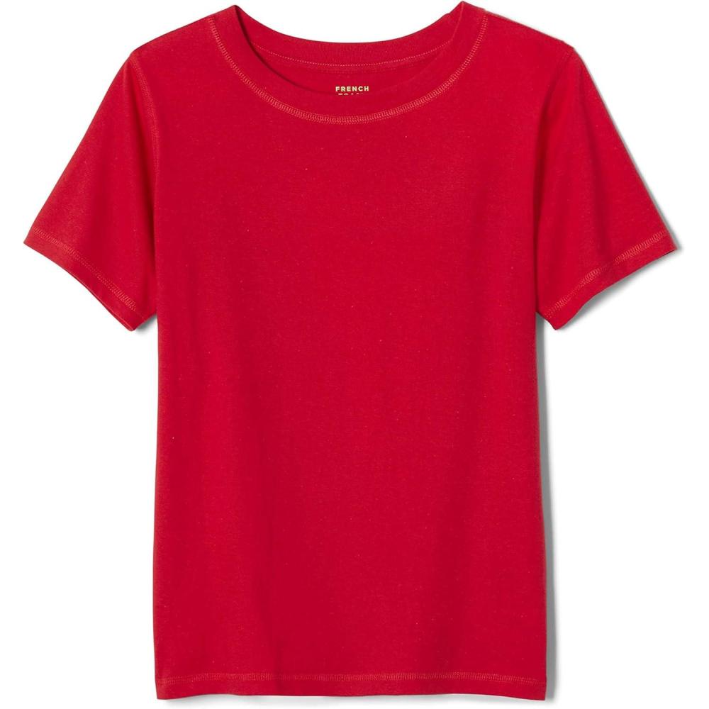 French Toast Boys Adaptive Short Sleeve Super-Soft Crewneck Tee Shirt with Flat Seams(Red)