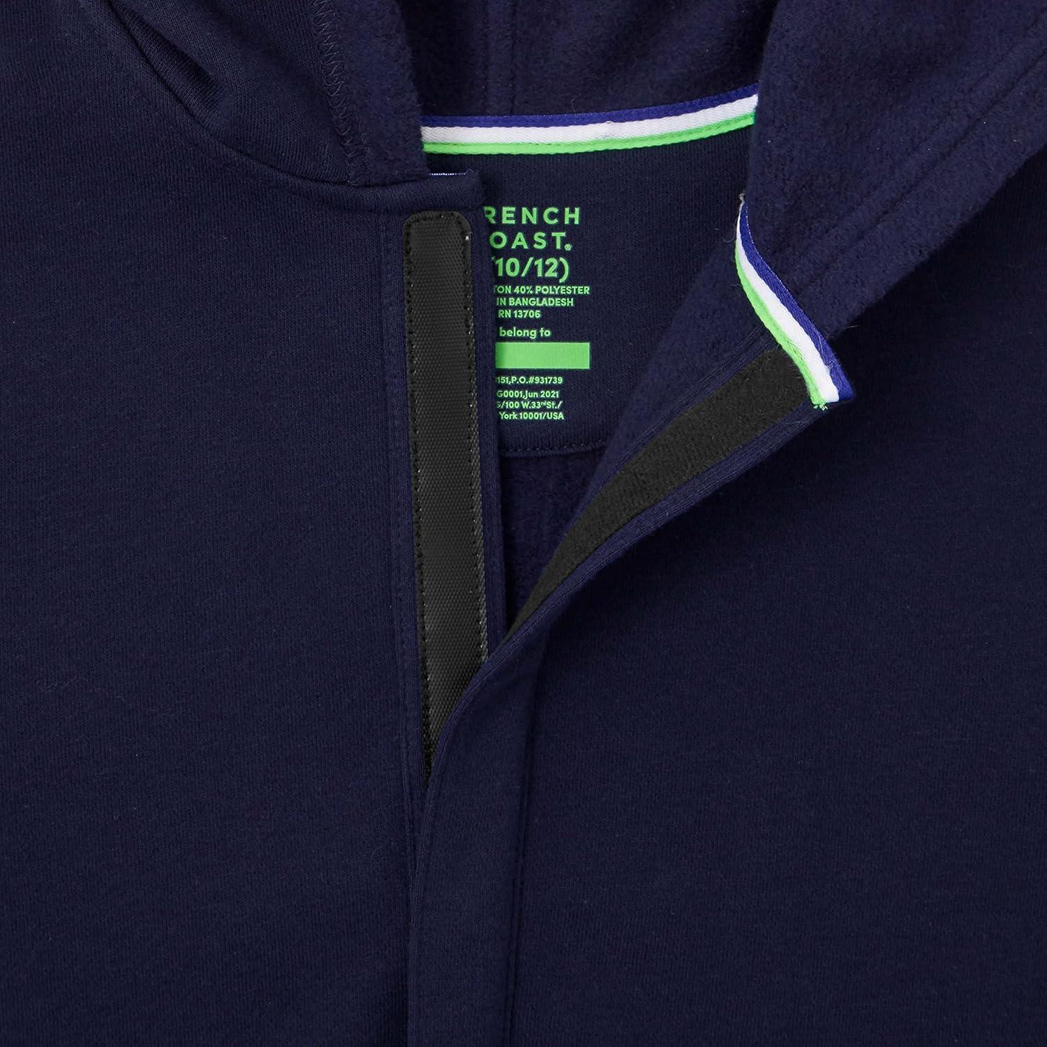 French Toast Unisex Child Adaptive Long Sleeve Fleece Hoodie With Flat Seams And Hidden Hook Loop Closure Sweatshirt(Navy)
