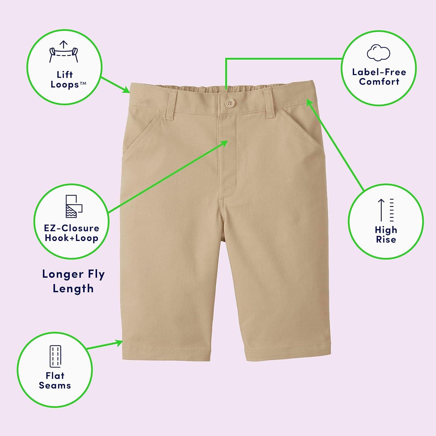 French Toast Girls Adaptive Bermuda Shorts with Hook and Loop Closure(Khaki (New))