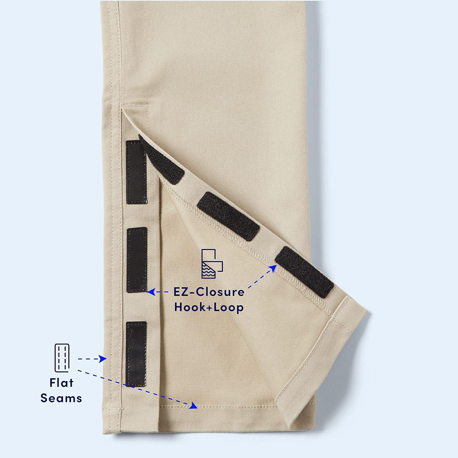 French Toast Girls’ Adaptive Straight Leg Pants with Hook and Loop Closure and Pull-Apart Leg Openings(Khaki)