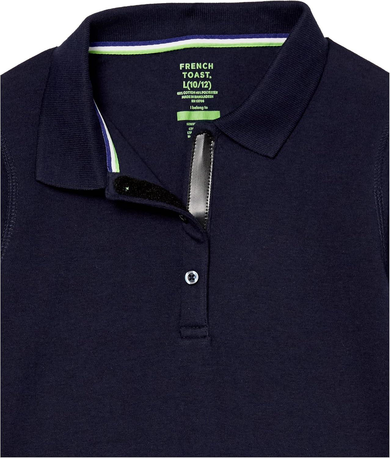 French Toast Girls Adaptive Short Sleeve Polo Dress with Hidden Hook and Loop Placket Closure(Navy)