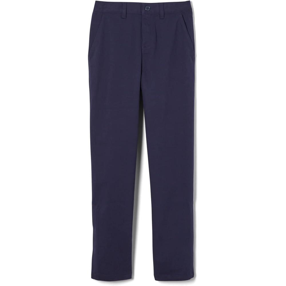 French Toast Boys Adaptive Relaxed Fit Twill Pants with Hook and Loop Closure and Pull-Apart Leg Openings(Navy)