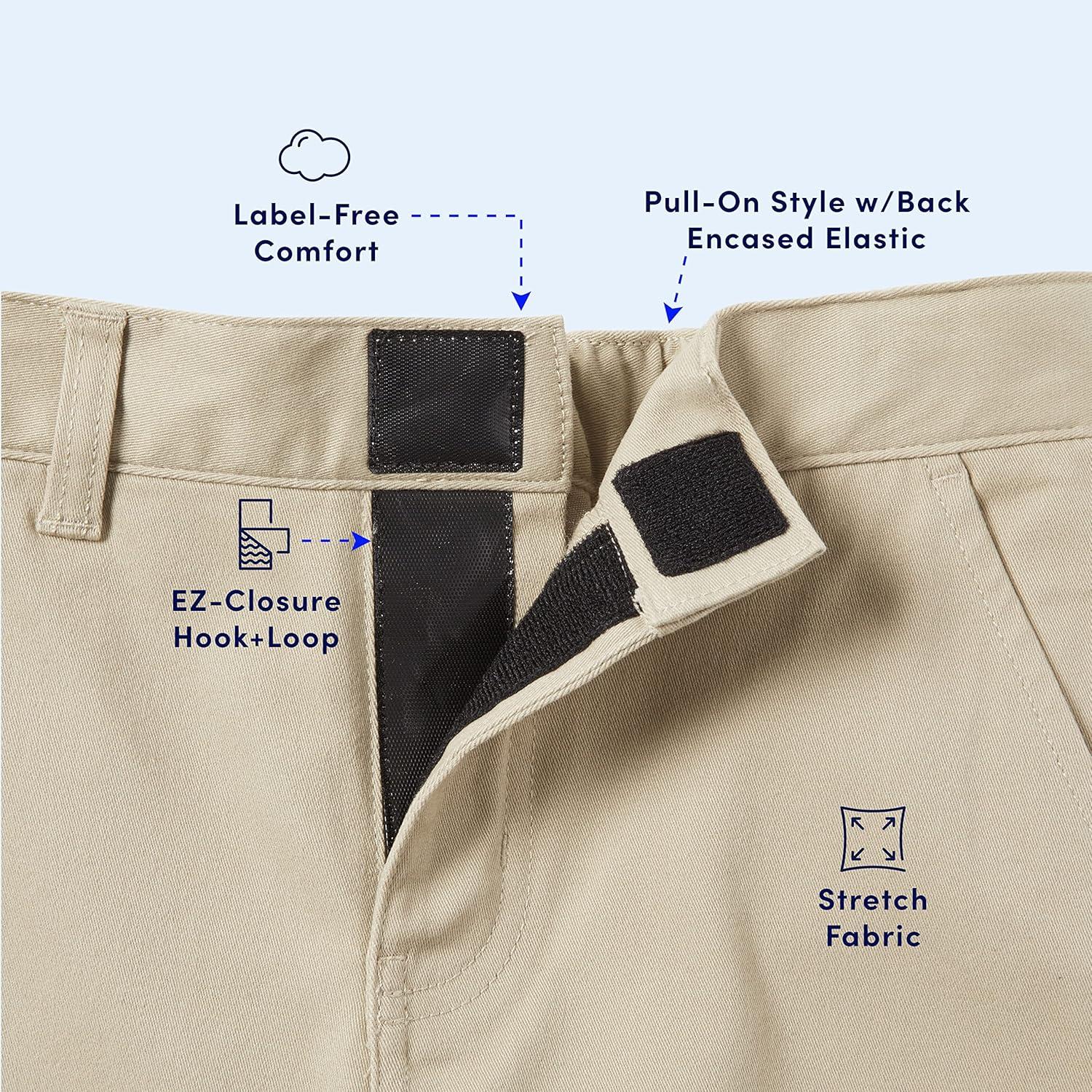 French Toast Boys Adaptive Relaxed Fit Twill Pants with Hook and Loop Closure and Pull-Apart Leg Openings(Navy)