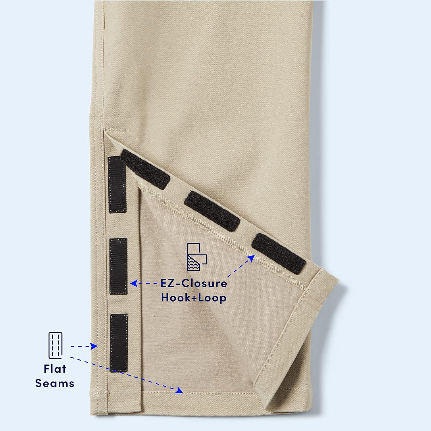French Toast Boys Adaptive Relaxed Fit Twill Pants with Hook and Loop Closure and Pull-Apart Leg Openings(Navy)