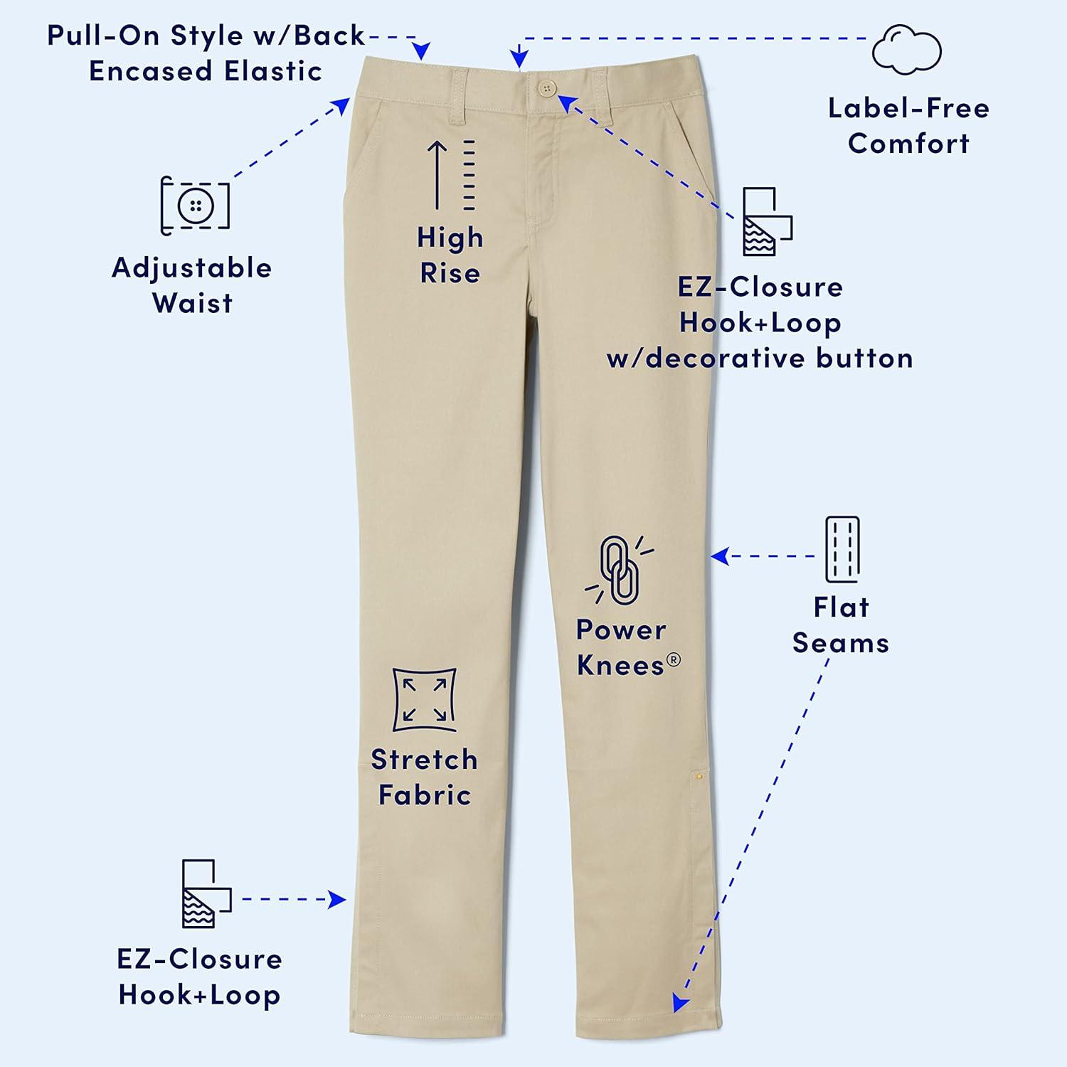 French Toast Girls’ Adaptive Straight Leg Pants with Hook and Loop Closure and Pull-Apart Leg Openings(Navy)