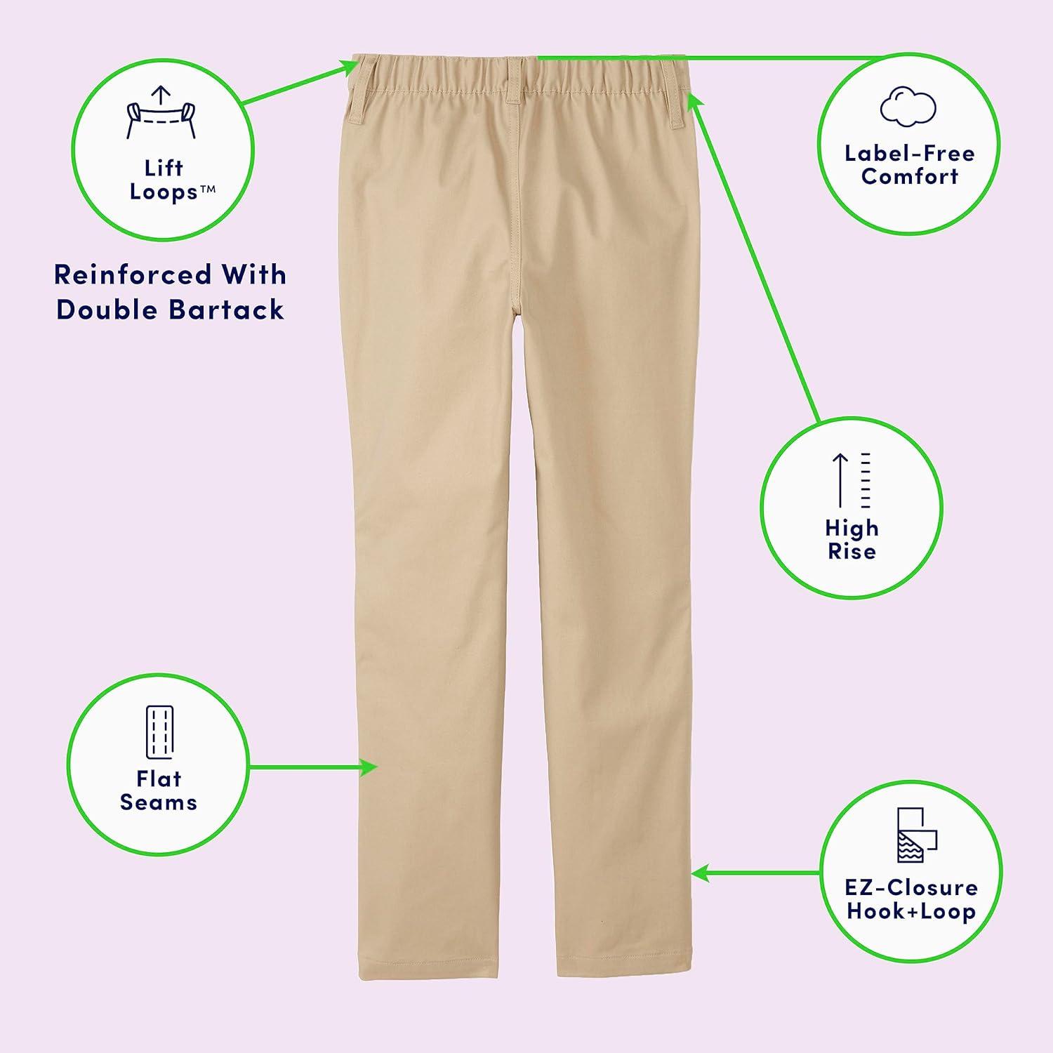 French Toast Girls Adaptive Straight Leg Stretch Twill Pant(Navy (New))