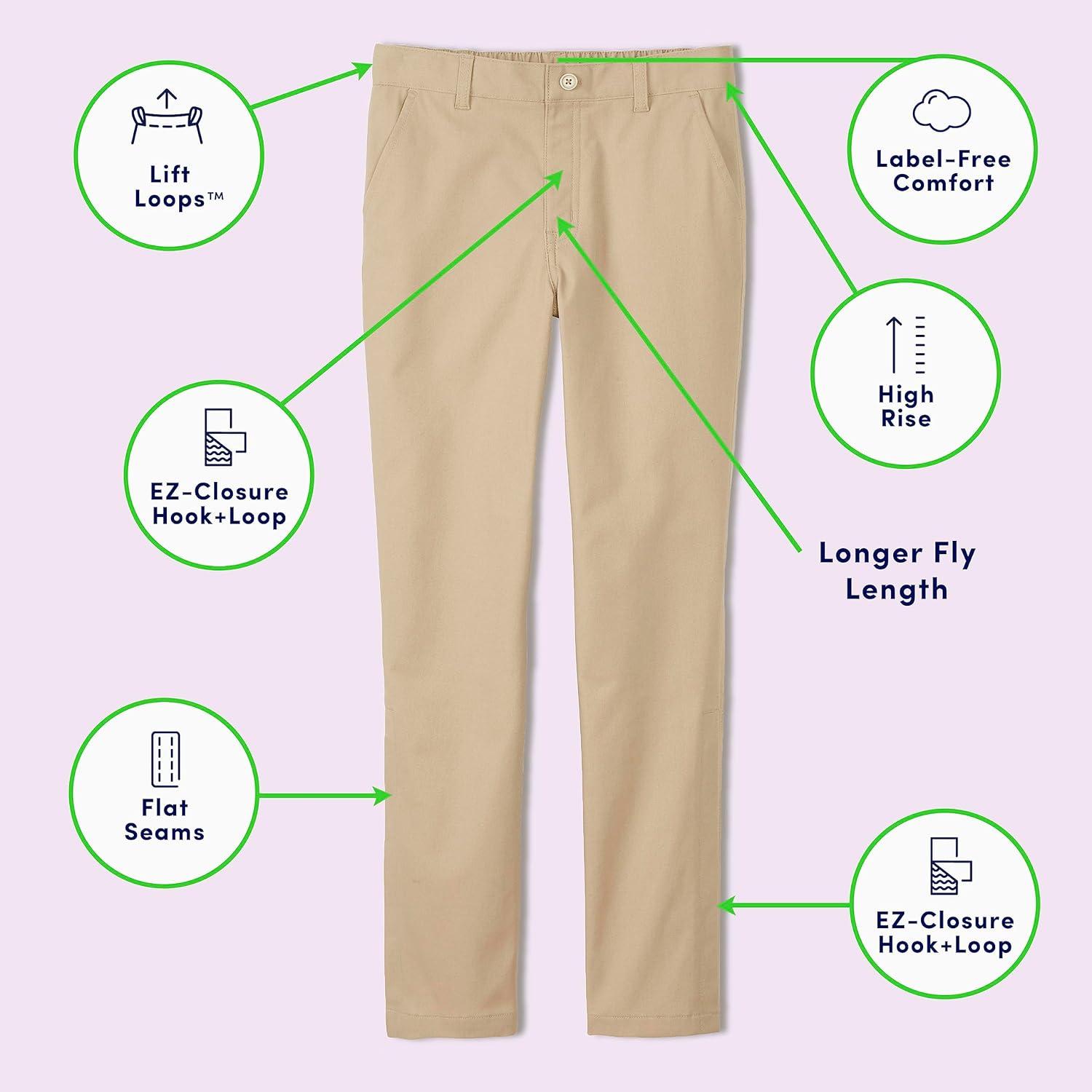 French Toast Girls Adaptive Straight Leg Stretch Twill Pant(Navy (New))
