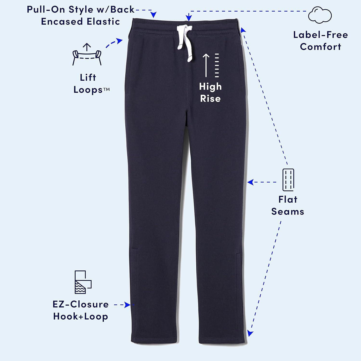 French Toast Boys Adaptive Fleece Sweatpants with Lift Loops and Pull-Apart Leg Openings(Navy)