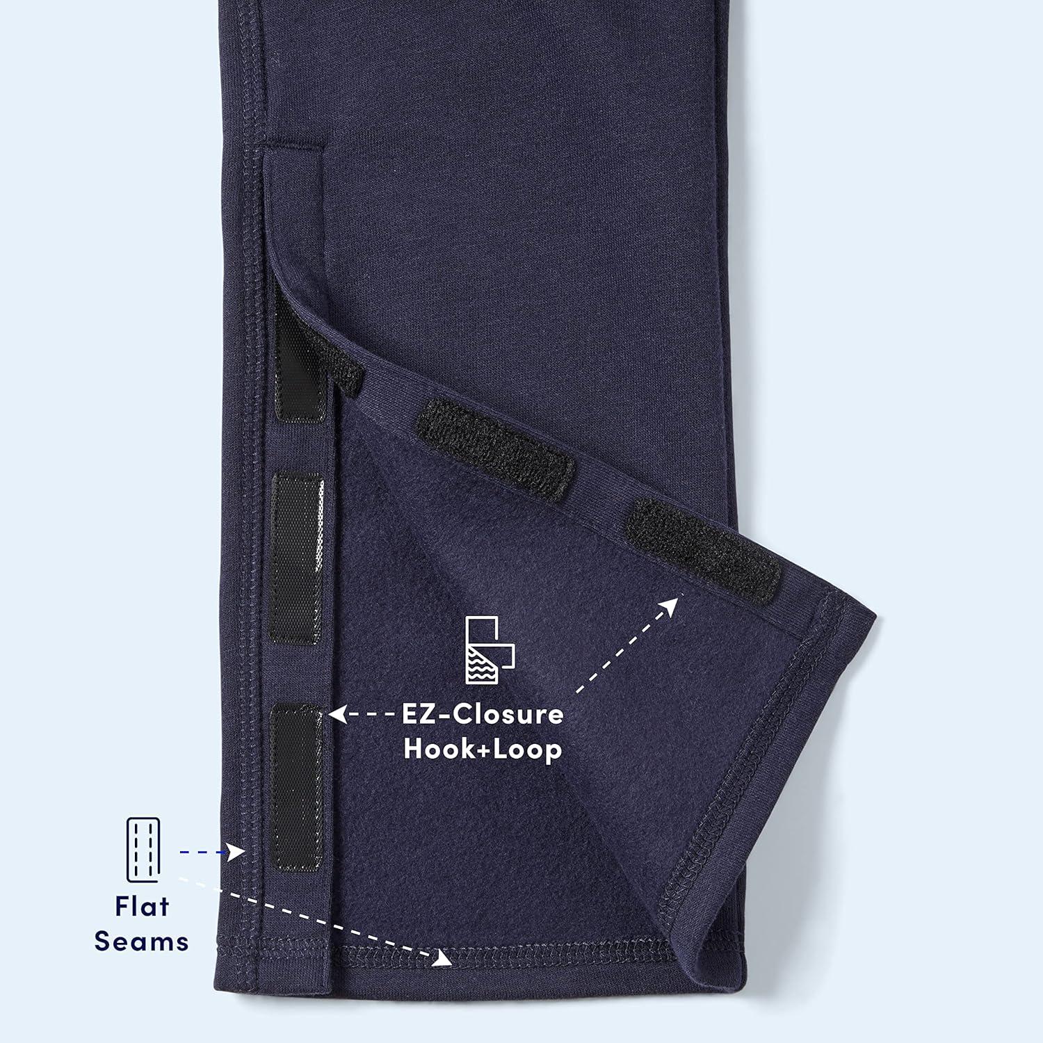 French Toast Boys Adaptive Fleece Sweatpants with Lift Loops and Pull-Apart Leg Openings(Navy)