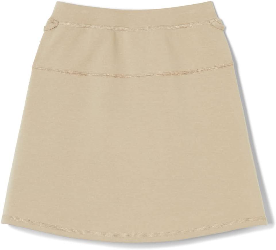 French Toast Girls Adaptive Pleated Ponte Scooter Skirt with Pull-Up Lift Loops(Khaki)