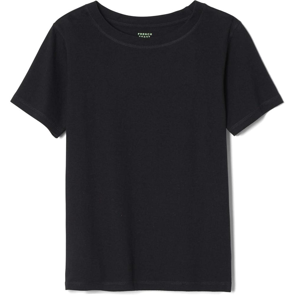 French Toast Boys Adaptive Short Sleeve Super-Soft Crewneck Tee Shirt with Flat Seams(Black)