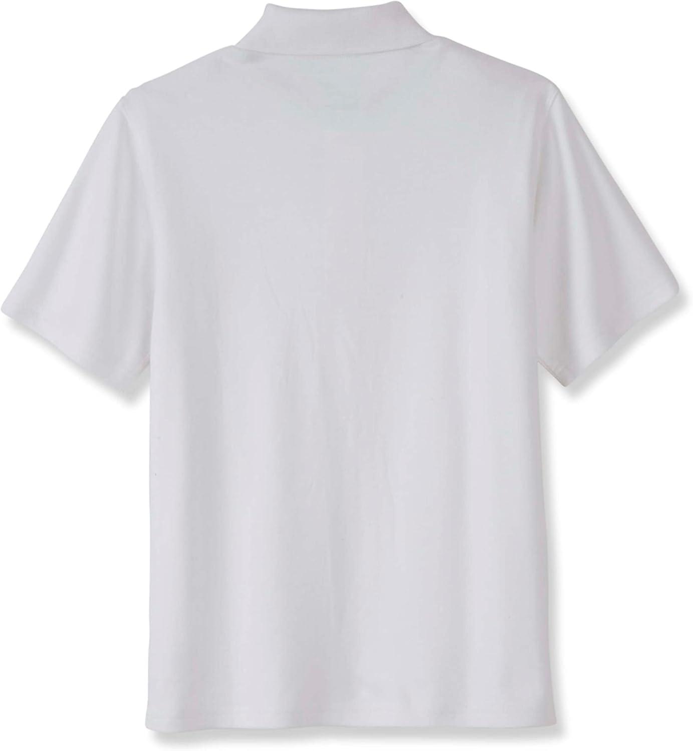 French Toast Adaptive Short Sleeve Polo Shirt | Hook and Loop Placket | Flat Seams(White (New))
