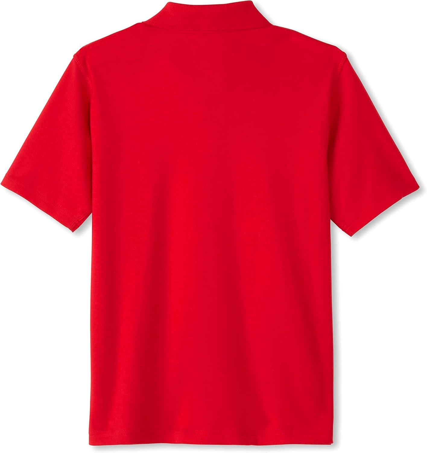 French Toast Adaptive Short Sleeve Polo Shirt | Hook and Loop Placket | Flat Seams(Red (New))