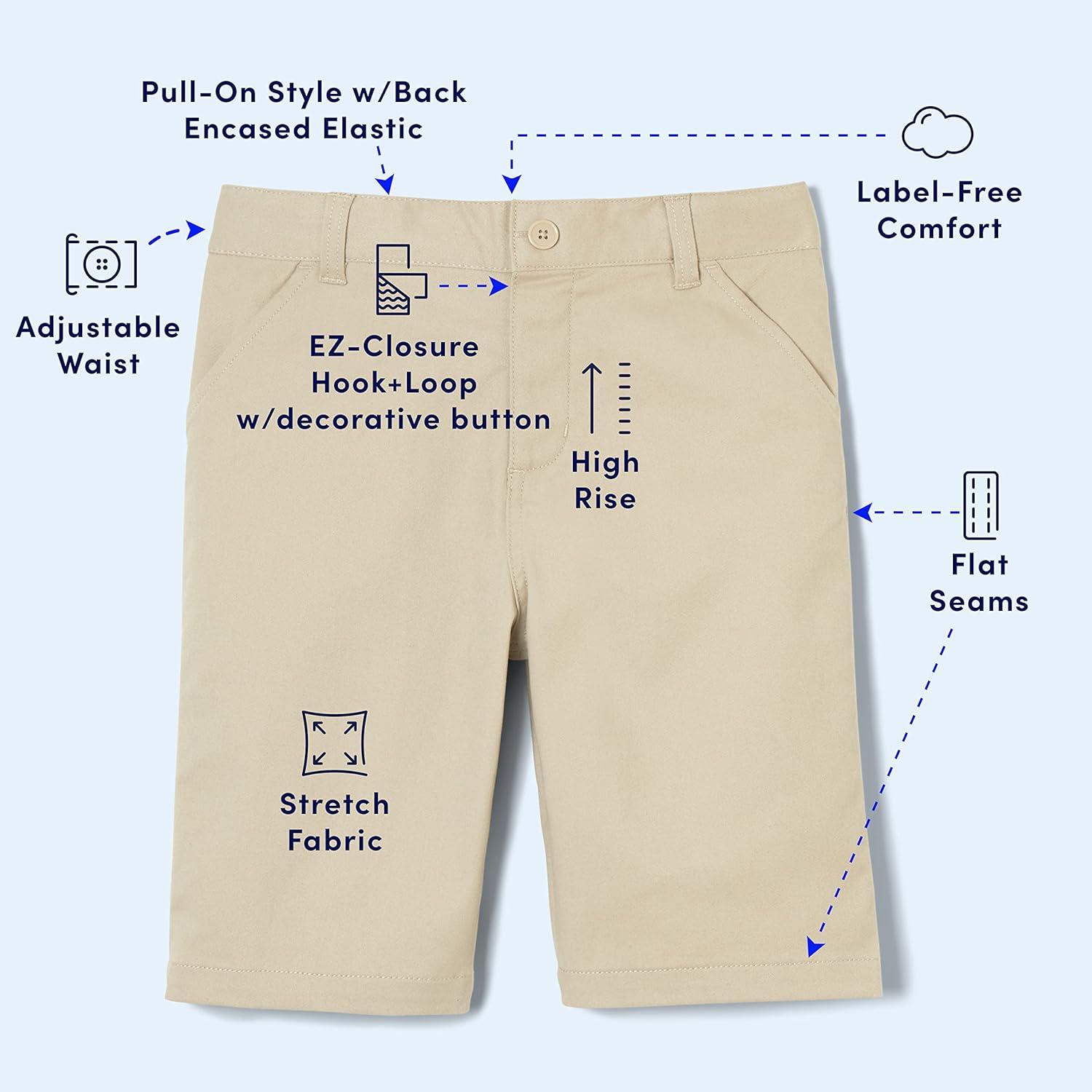 French Toast Girls Adaptive Bermuda Shorts with Hook and Loop Closure(Khaki)