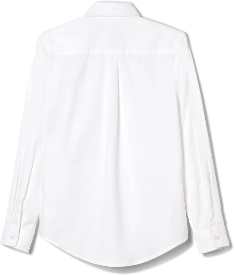 French Toast Boys Adaptive Long Sleeve Oxford Shirt with Hidden Hook and Loop Placket and Cuffs(White)