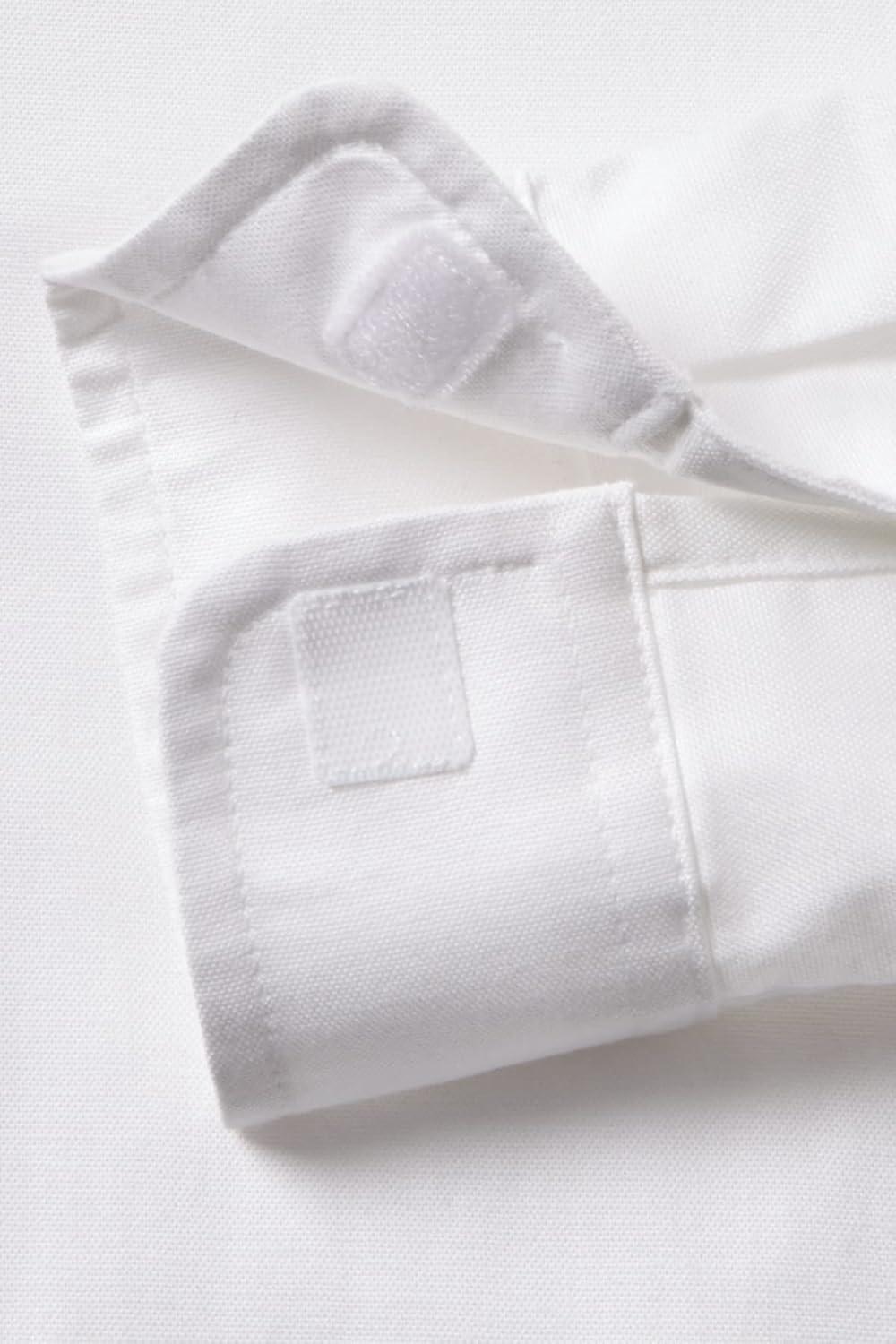 French Toast Boys Adaptive Long Sleeve Oxford Shirt with Hidden Hook and Loop Placket and Cuffs(White)