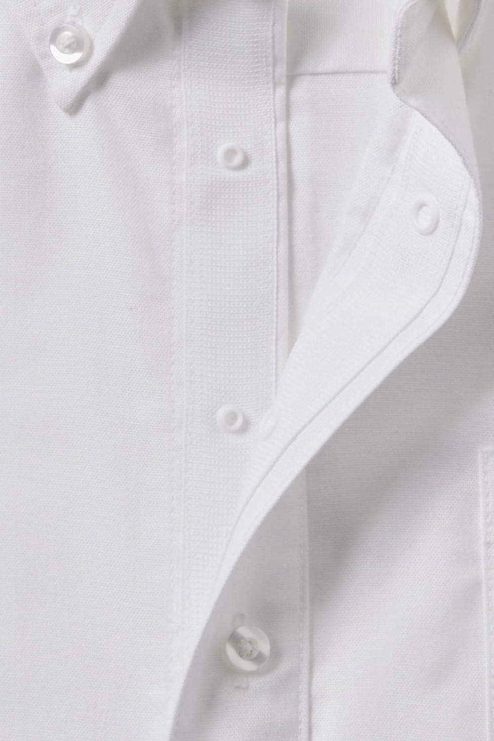 French Toast Boys Adaptive Long Sleeve Oxford Shirt with Hidden Hook and Loop Placket and Cuffs(White)