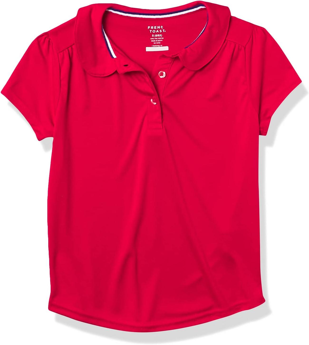 French Toast Girls’ Short Sleeve Moisture Wicking Sport Polo(Red)