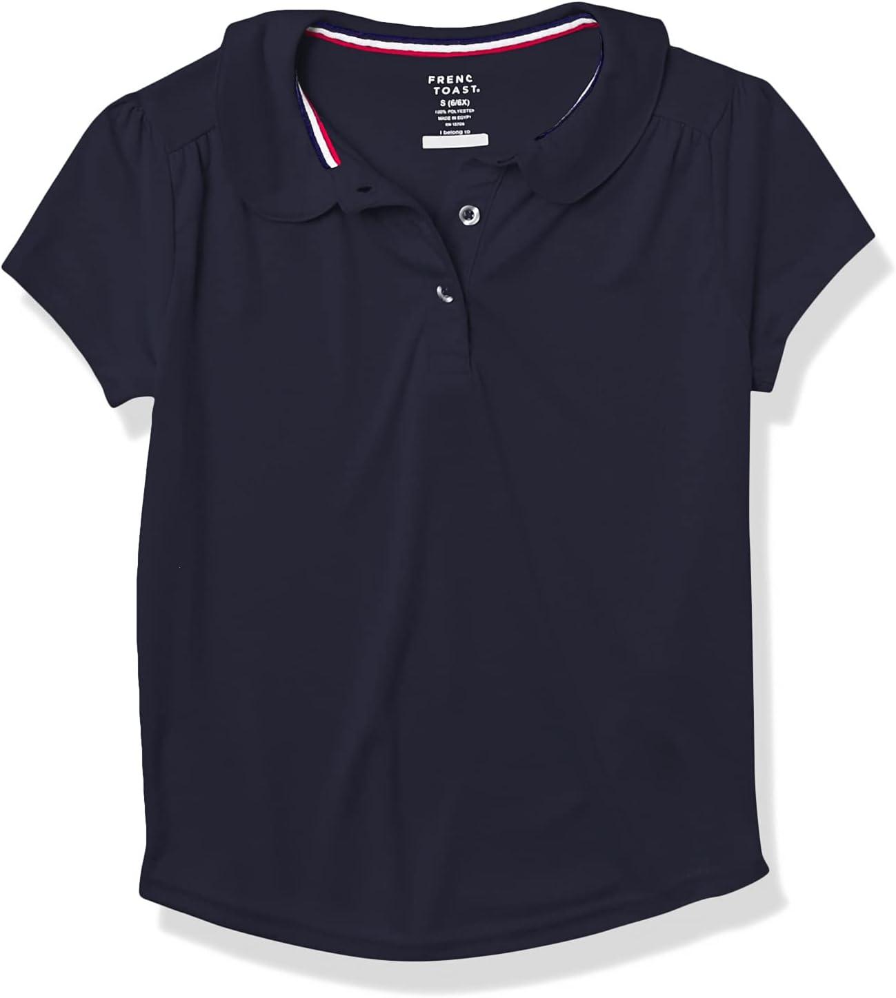 French Toast Girls’ Short Sleeve Moisture Wicking Sport Polo(Navy)